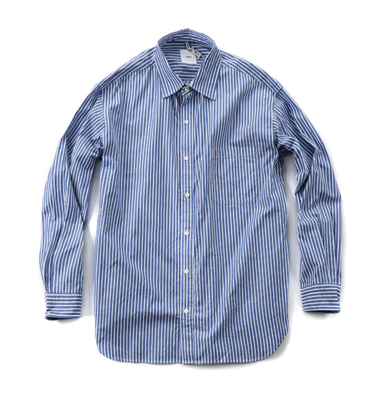 80/2 Cotton Bengal Stripe Cloth Baggy Fit Shirt Blue