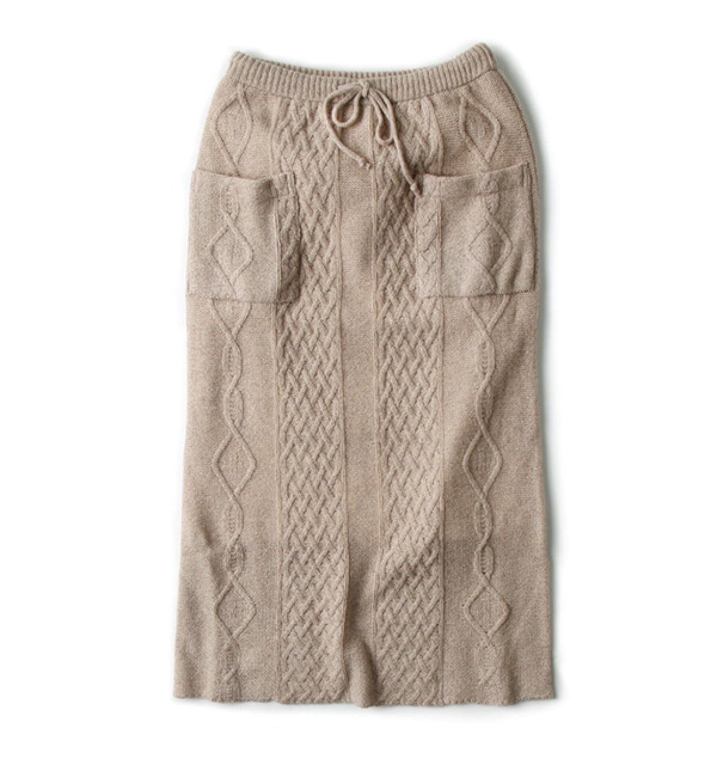 5G CABLE KNIT SKIRT BEIGE