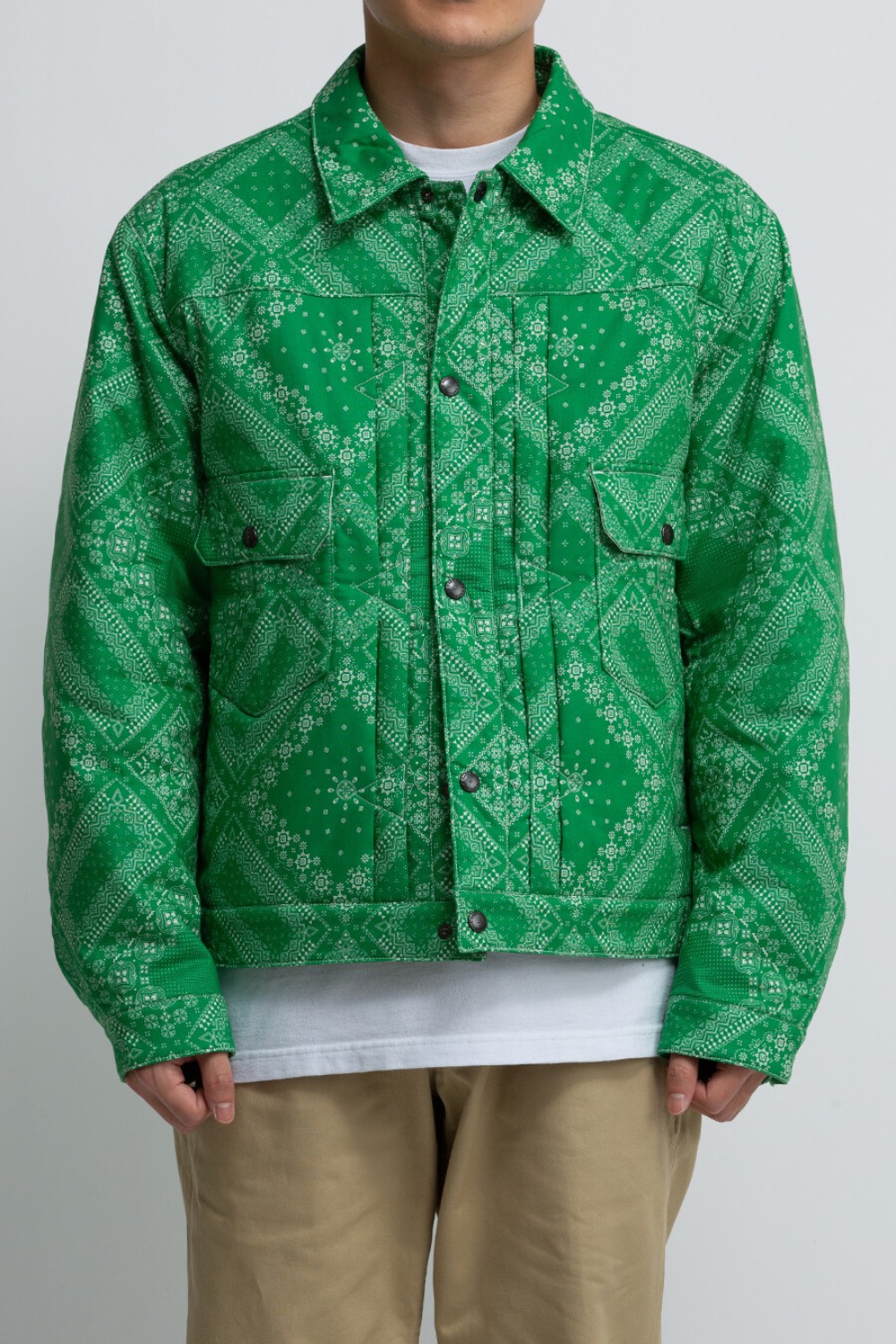 (SCULP EXCLUSIVE) PADDED TRUCKER JACKET PAISLEY GREEN