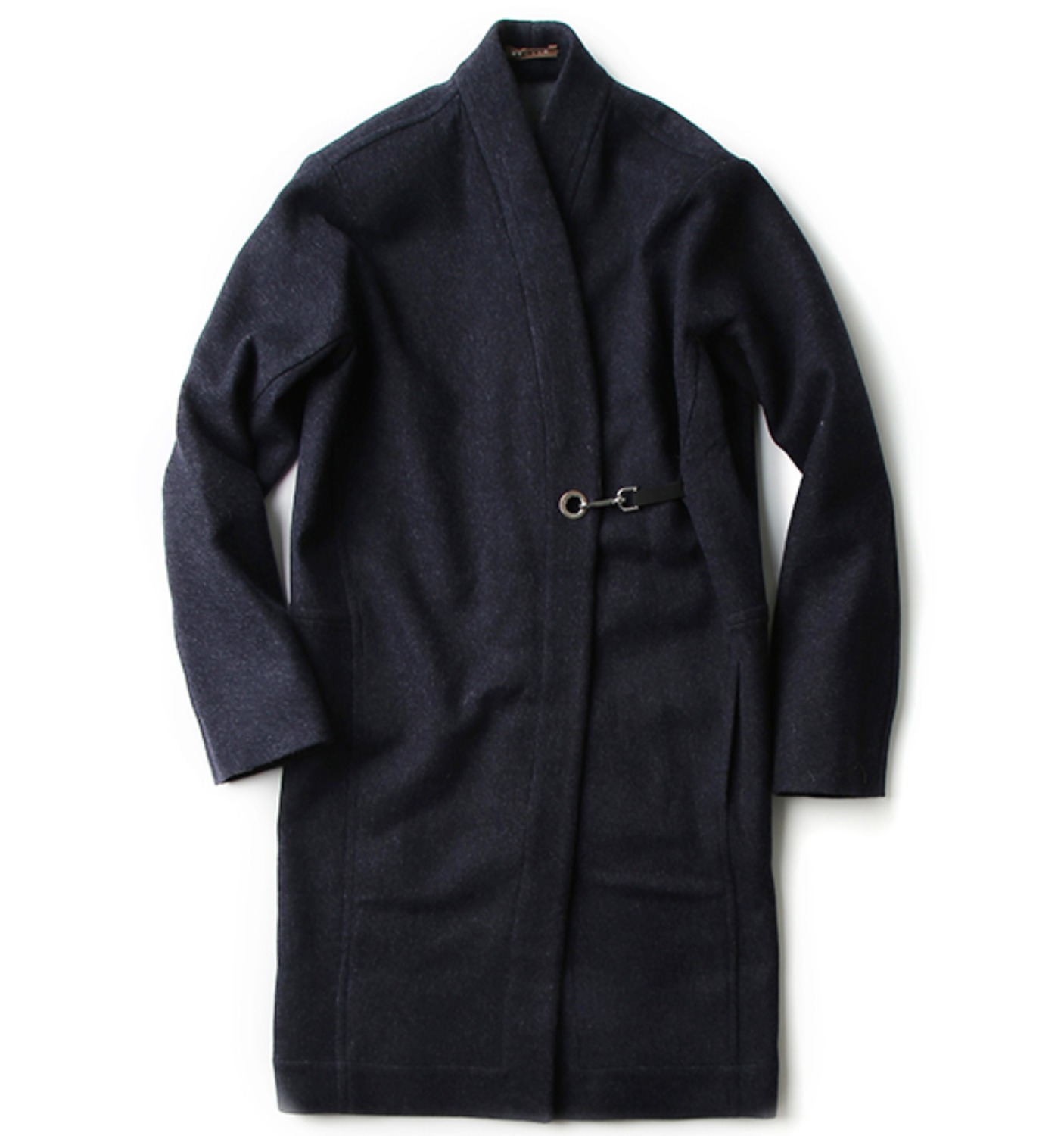 CALYS wool coat with hook closure BLACK