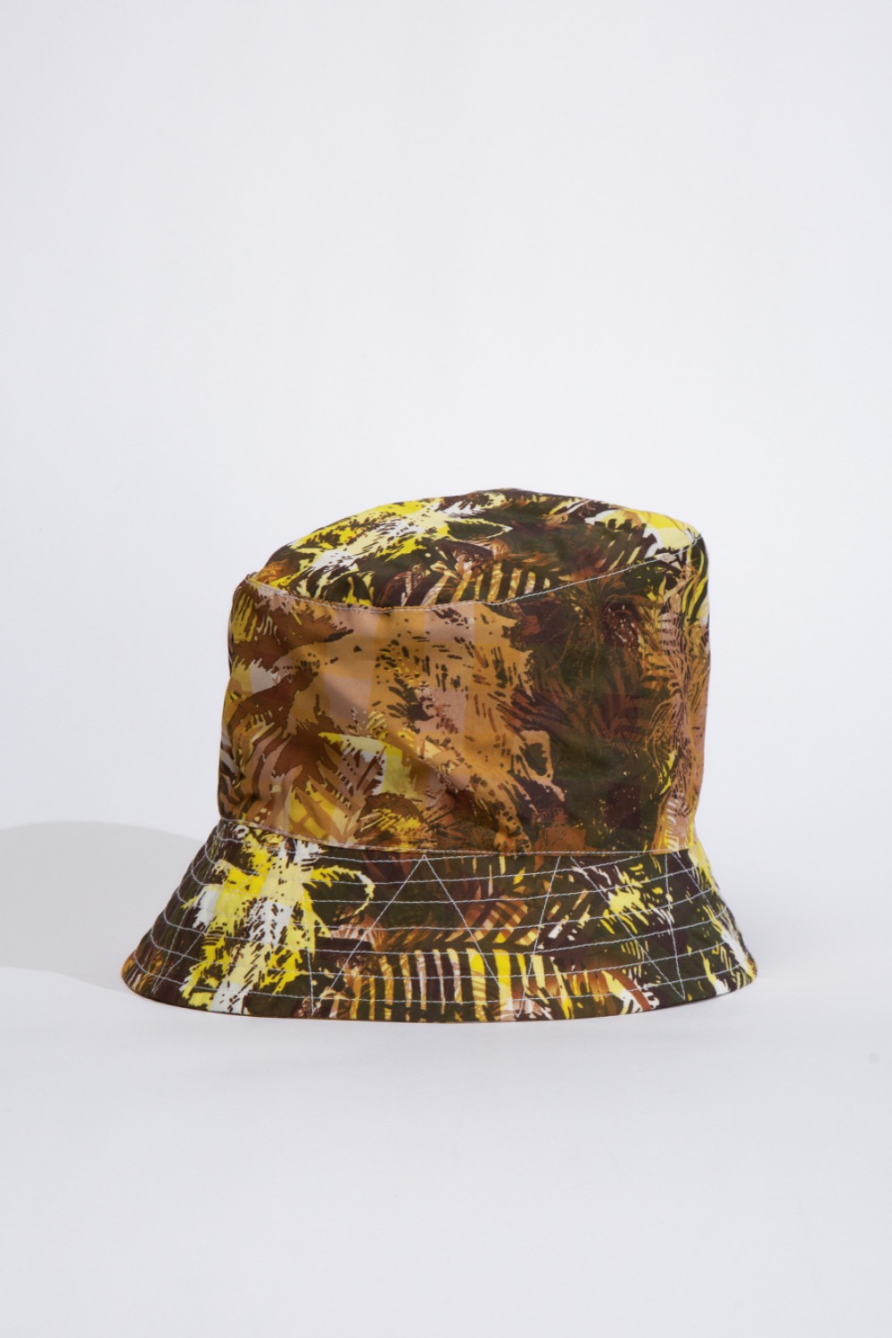 BUCKET HAT YELLOW NYLON POLYESTER TROPICAL FLORAL PRINT