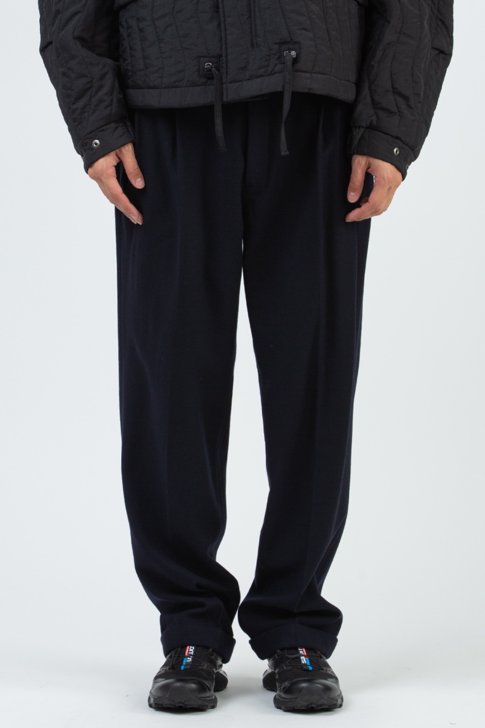 TWO TUCK WIDE PANTS NAVY