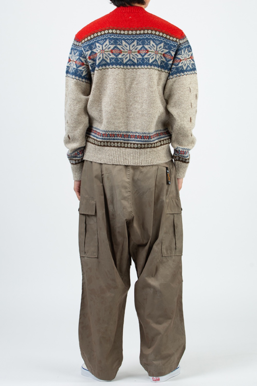 5G WOOL SNOW HOLE PANCHED SWEATER BEIGE