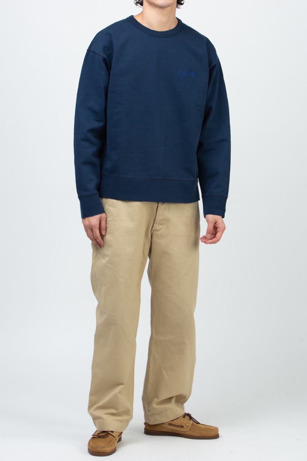 (CARRY OVER) NAVY CHAIN-STITCHED COTTON SWEATSHIRT