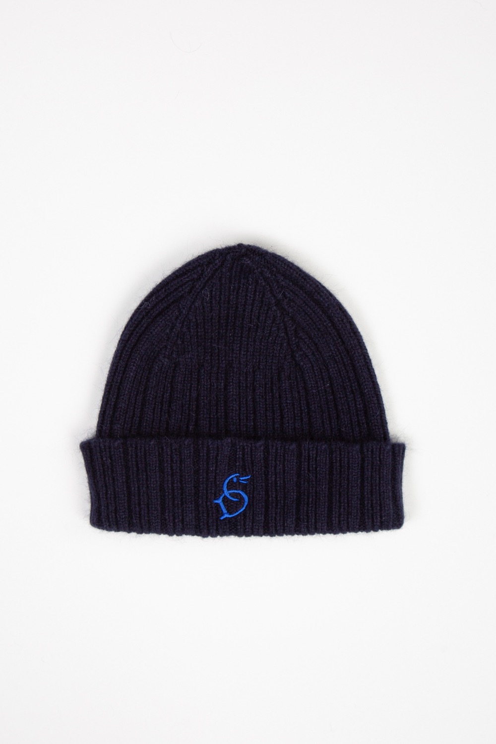 (CARRY OVER) NAVY ANGORA LAMBSWOOL RIBBED KNIT CAP