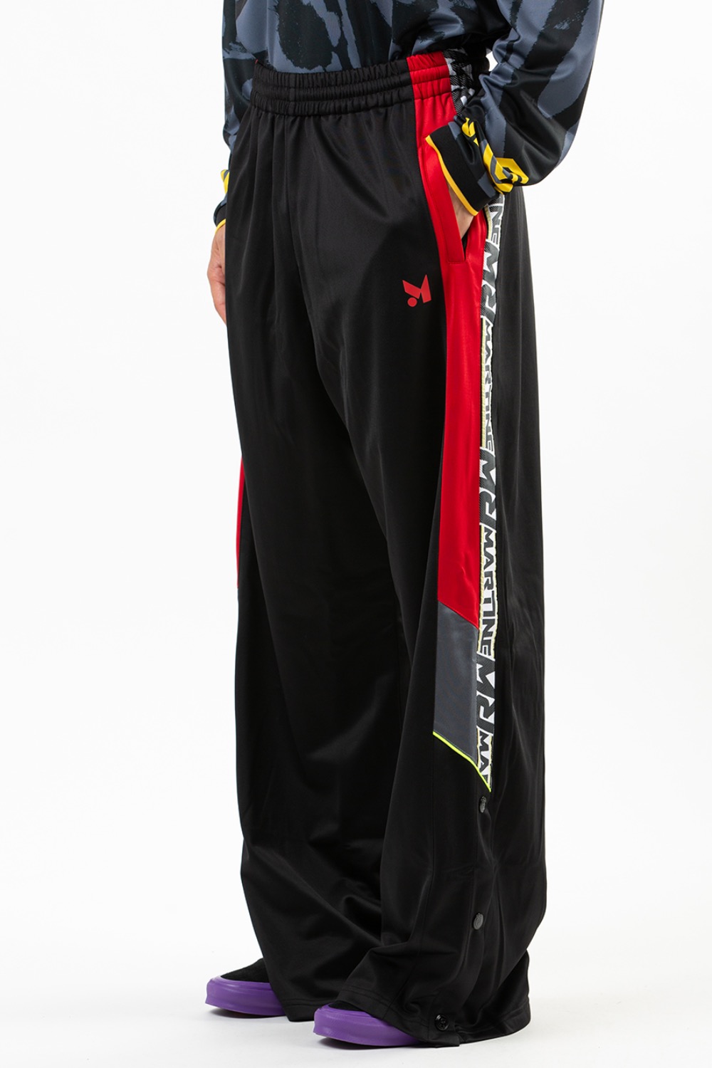WIDE LEG PANELLED TRACKPANT BLACK/RED