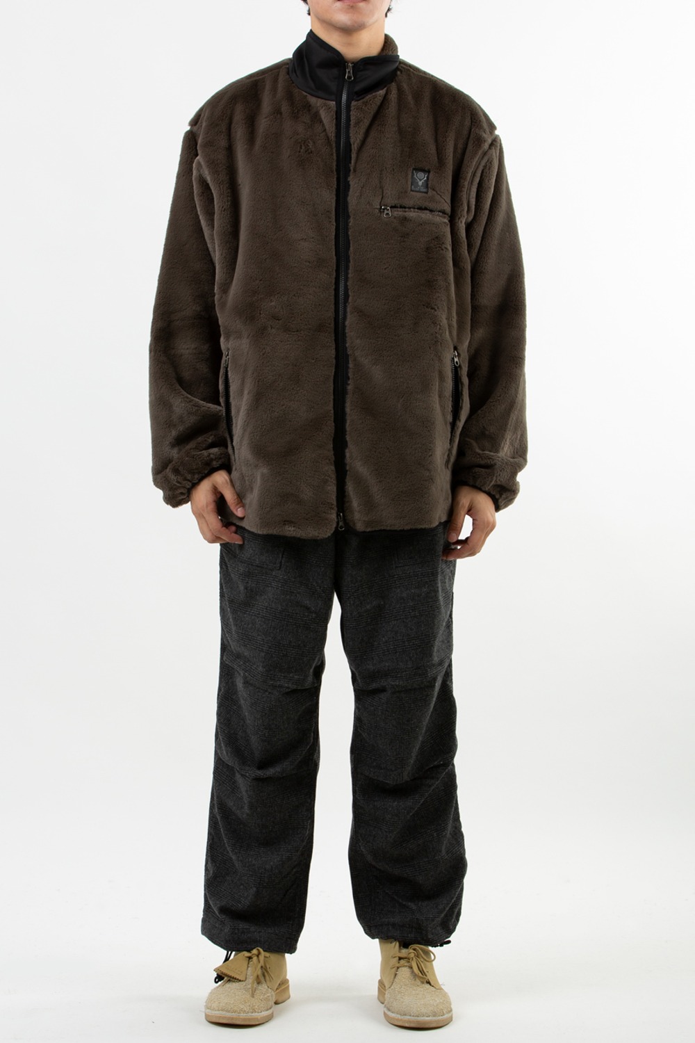 SOUTH2 WEST8 PIPING JACKET - MICRO FUR CHARCOAL