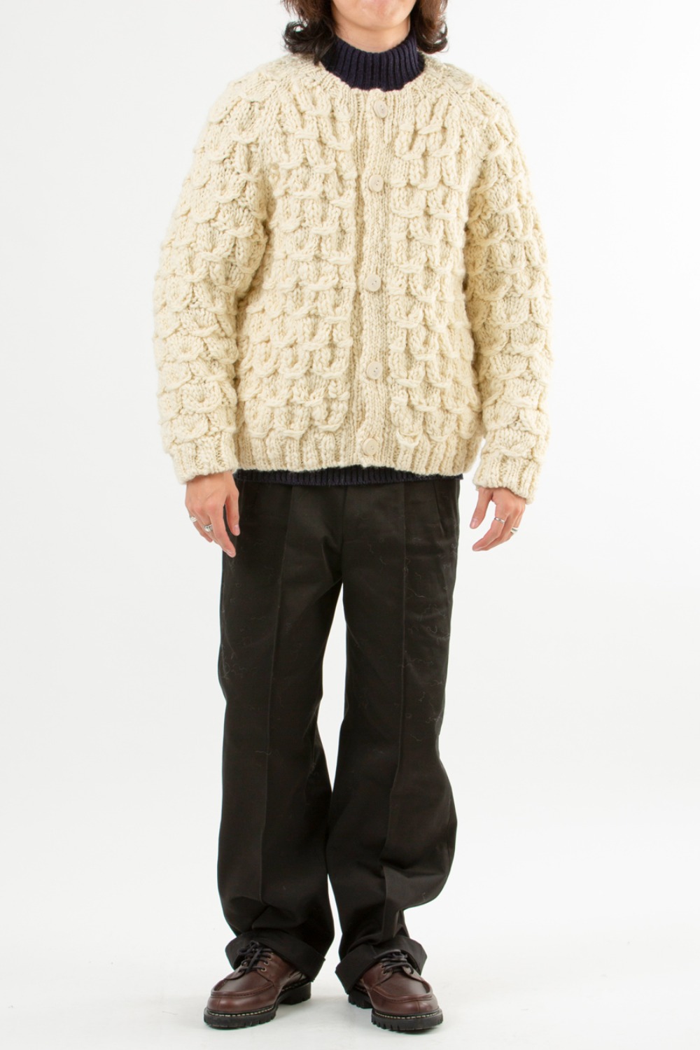 SHELL PATTERN CREW-NECK COWICHAN NATURAL