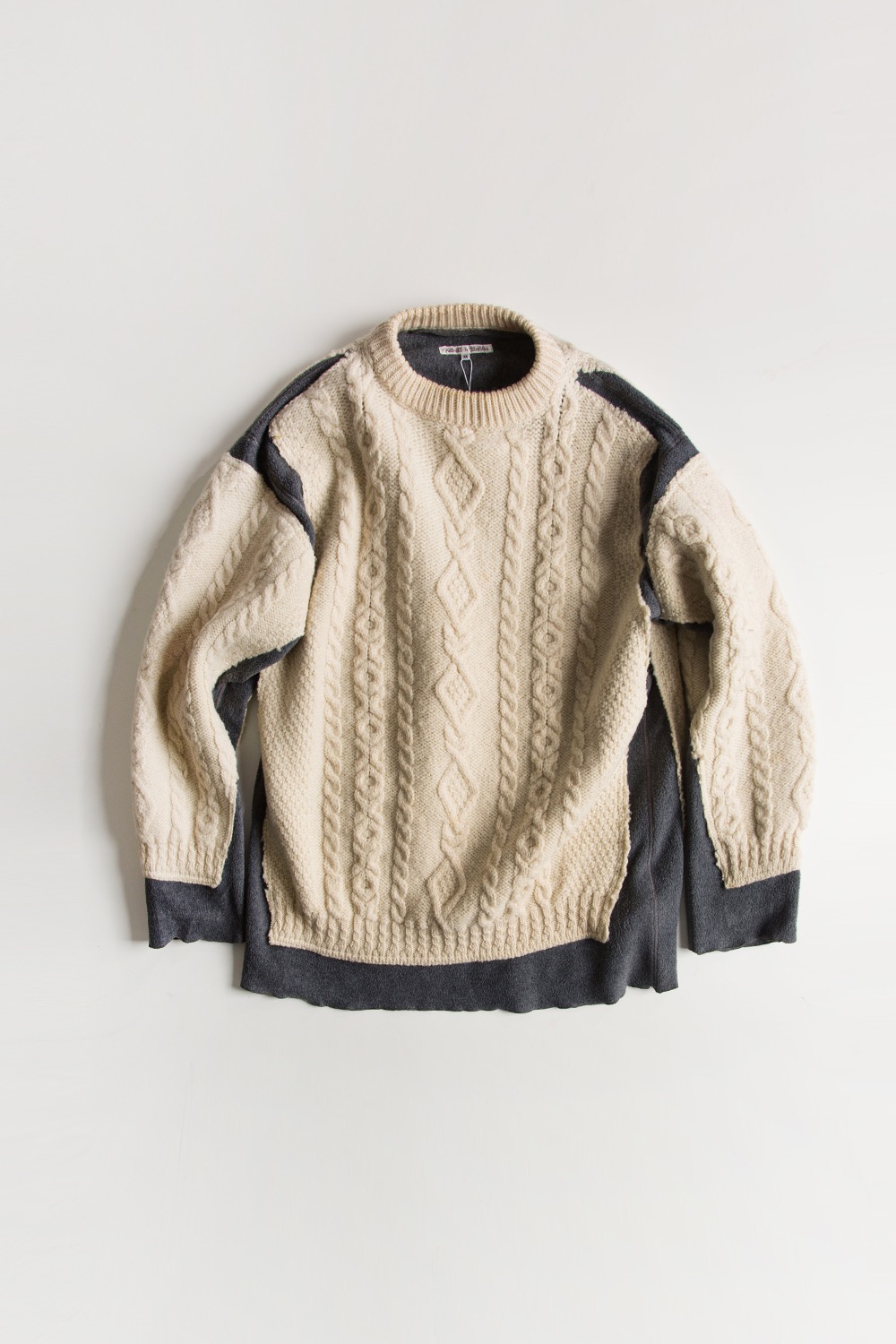 REBUILD BY NEEDLES FISHERMAN SWEATER -&gt; COVERED SWEATER GREY (M-3)