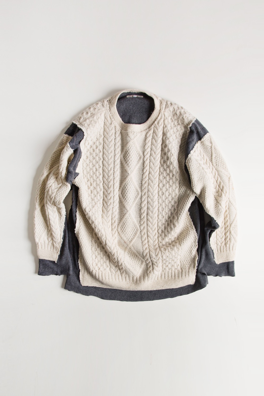 REBUILD BY NEEDLES FISHERMAN SWEATER -&gt; COVERED SWEATER GREY (XL-4)