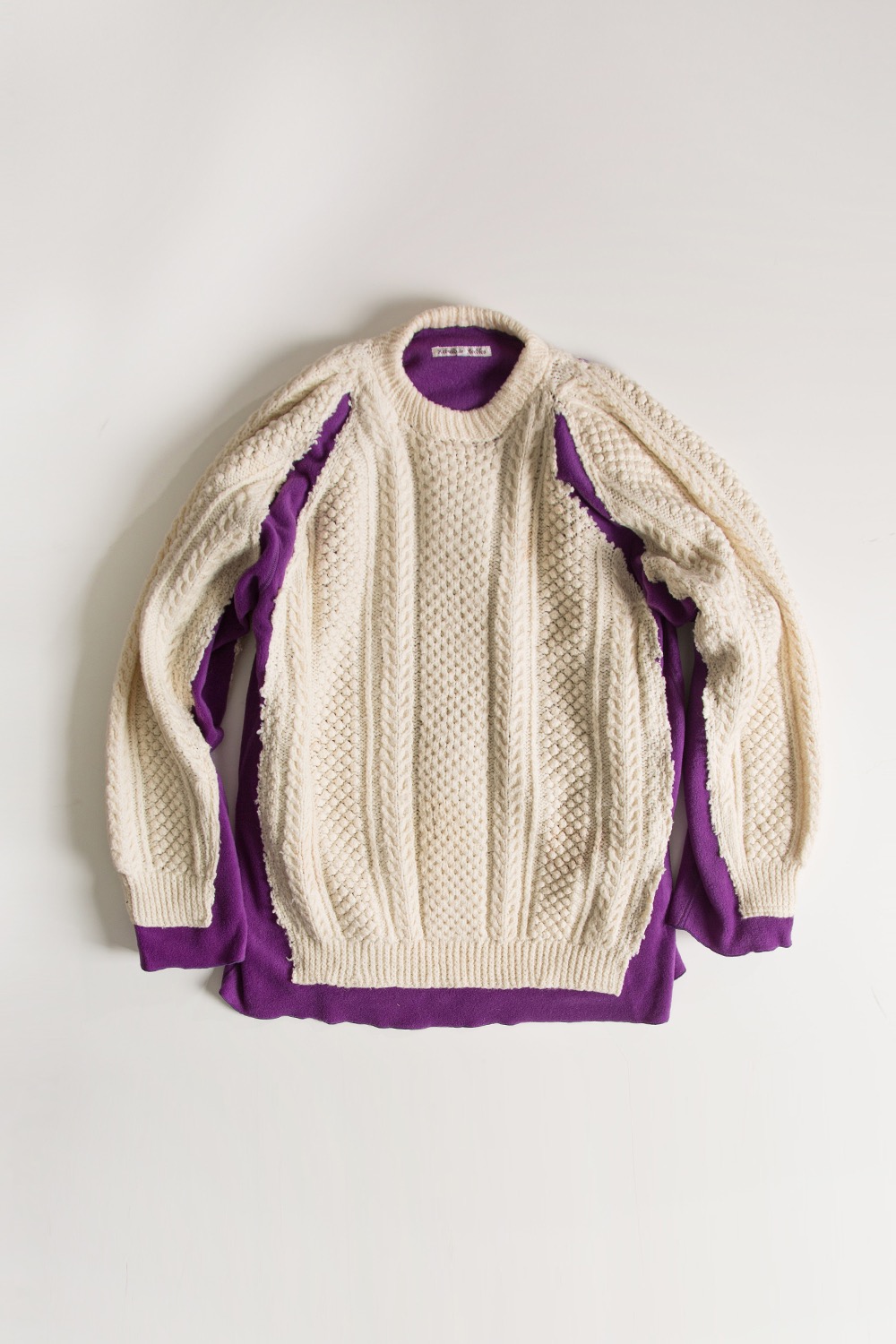 REBUILD BY NEEDLES FISHERMAN SWEATER -&gt; COVERED SWEATER PURPLE (M-2)