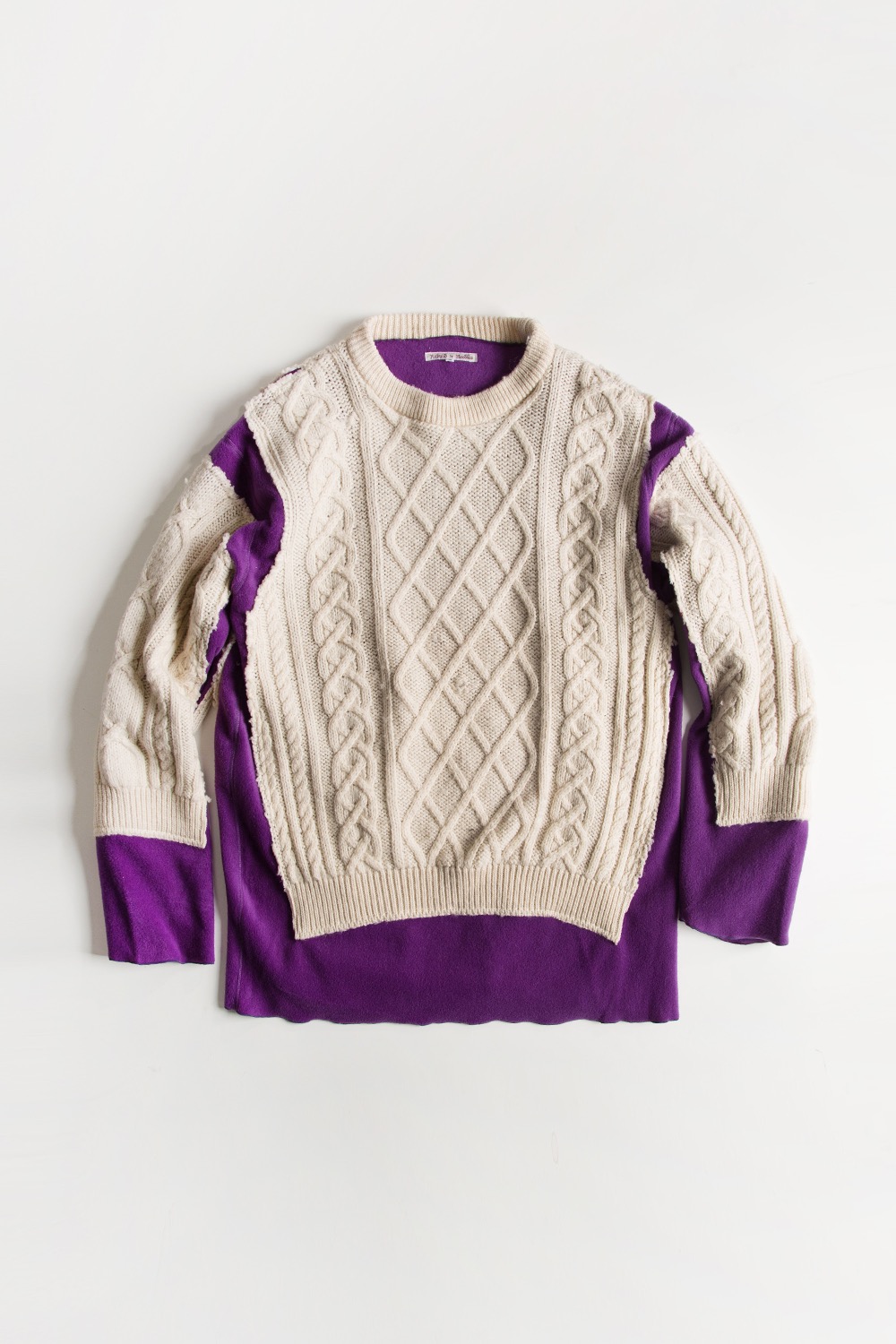 REBUILD BY NEEDLES FISHERMAN SWEATER -&gt; COVERED SWEATER PURPLE (L-3)