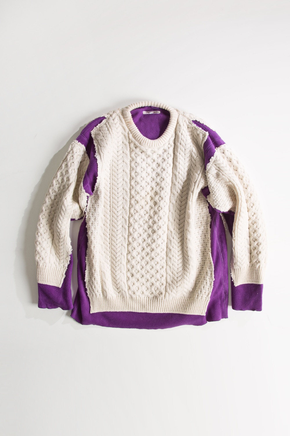 REBUILD BY NEEDLES FISHERMAN SWEATER -&gt; COVERED SWEATER PURPLE (L-4)