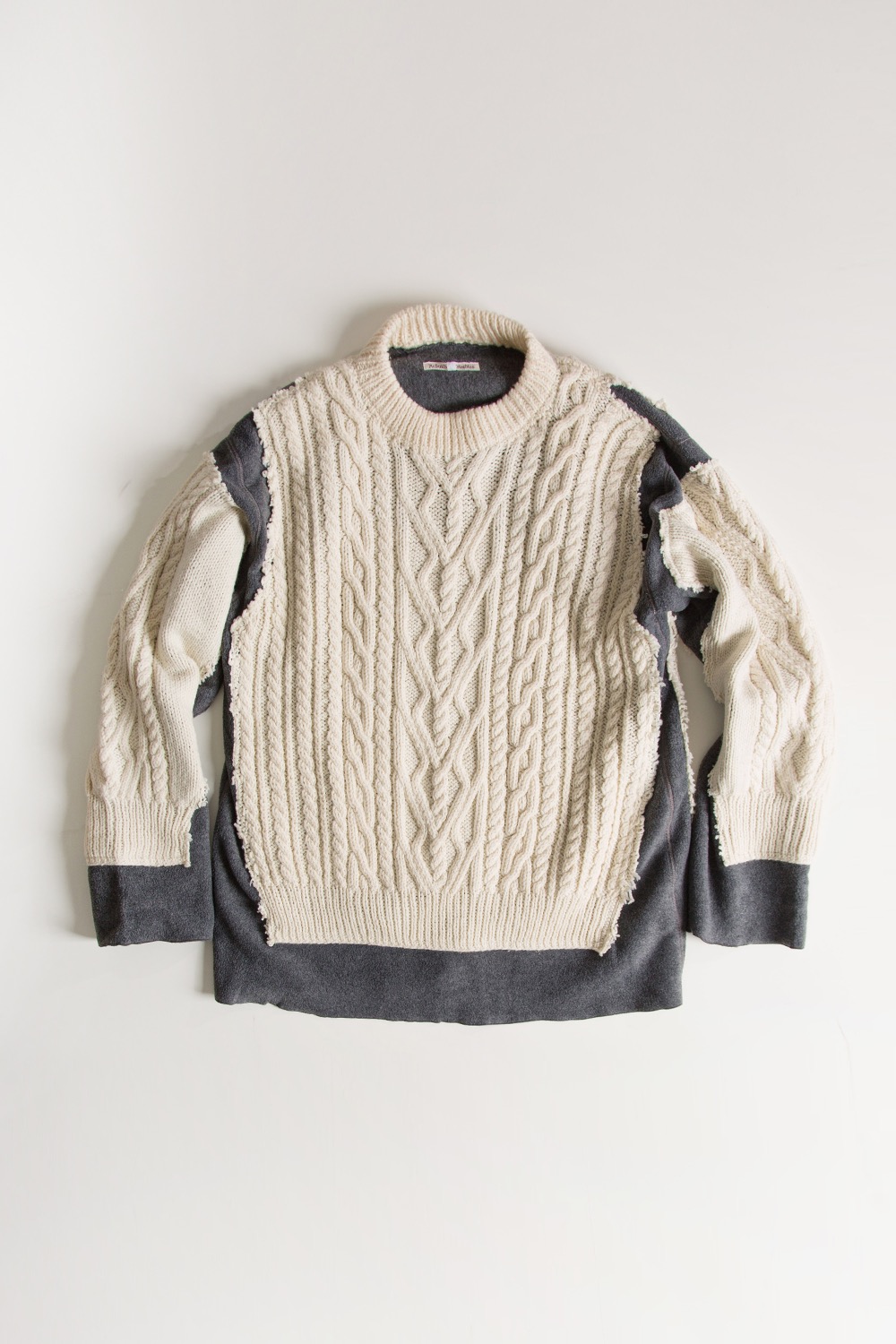 REBUILD BY NEEDLES FISHERMAN SWEATER -&gt; COVERED SWEATER GREY (L-7)