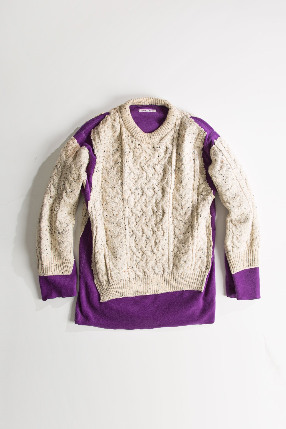 REBUILD BY NEEDLES FISHERMAN SWEATER -&gt; COVERED SWEATER PURPLE (M-4)