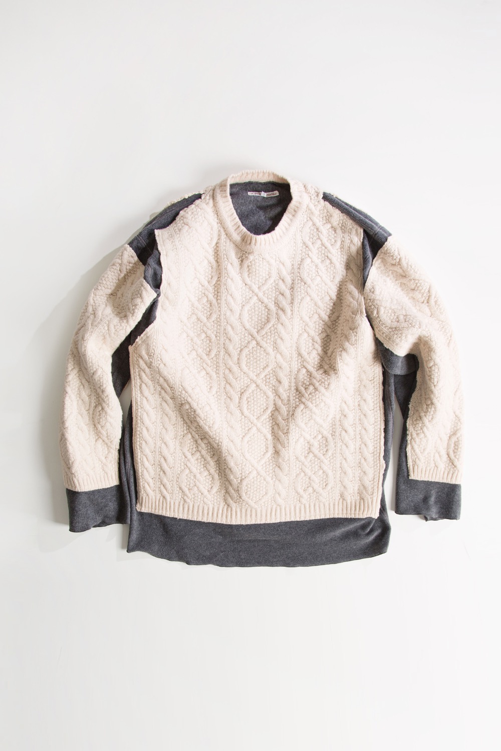 REBUILD BY NEEDLES FISHERMAN SWEATER -&gt; COVERED SWEATER GREY (M-4)