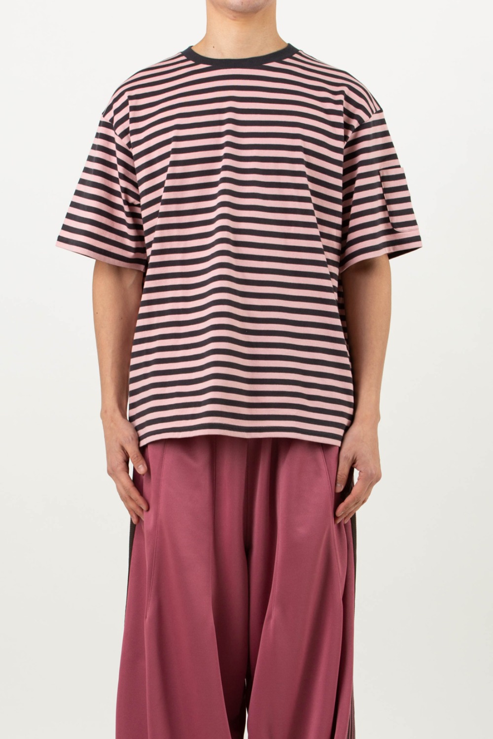 (23SS)S/S CREW NECK TEE - COTTON STRIPE JERSEY CHARCOAL