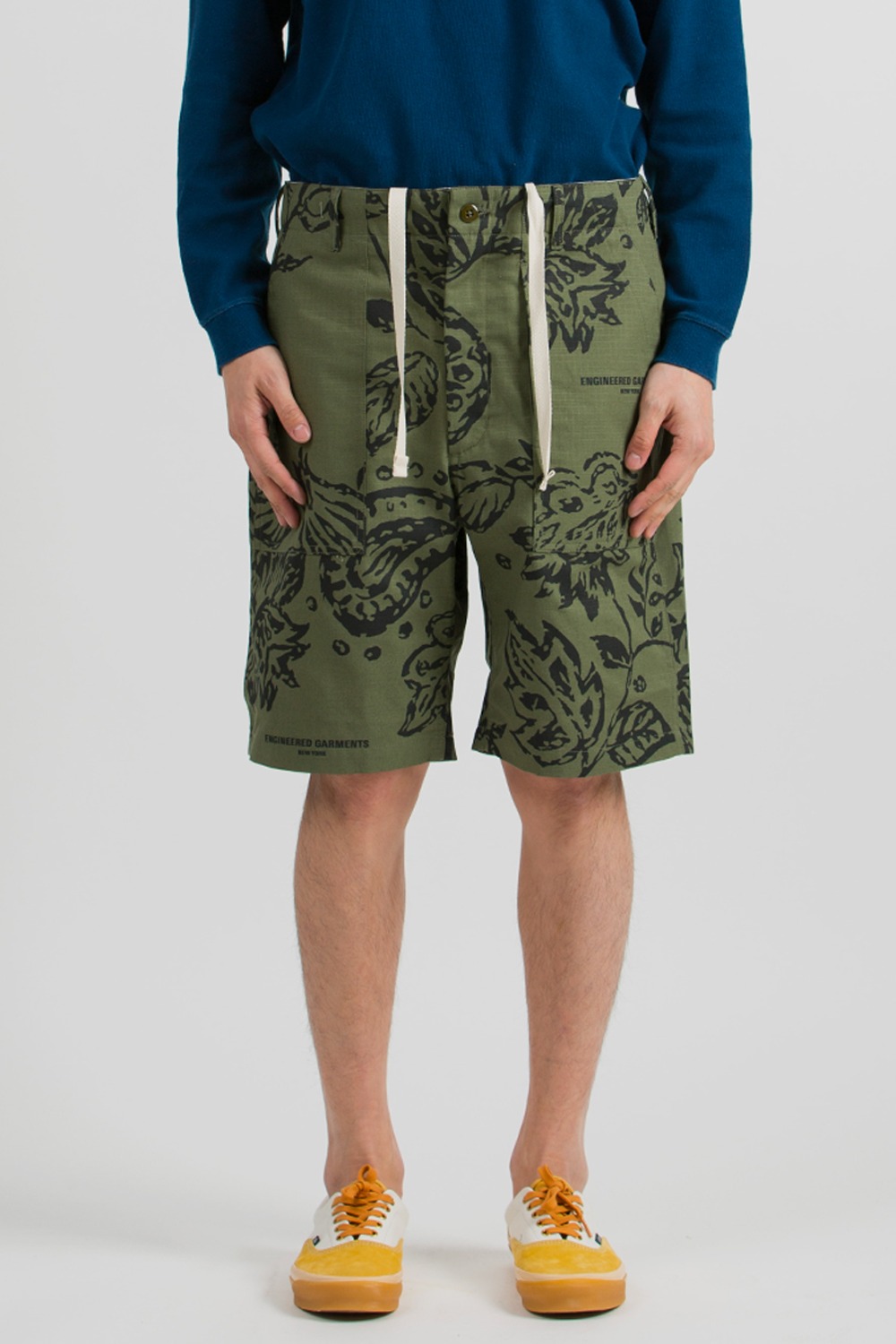 (23SS) FATIGUE SHORT OLIVE FLORAL PRINT RIPSTOP