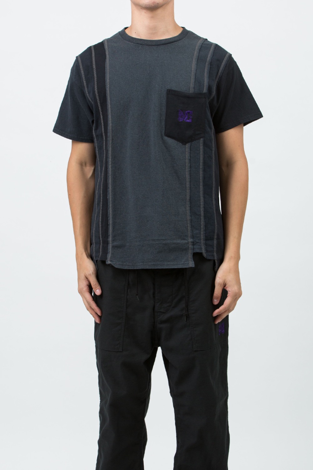 (23FW)NEEDLES X DC SHOES 7 CUTS S/S TEE - SOLID / FADE BLACK