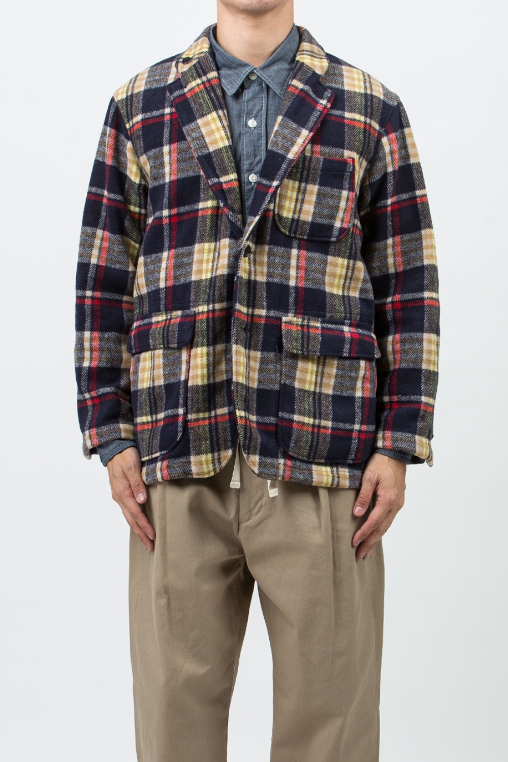 (23FW) LOITER JACKET NAVY/RED POLYESTER HEAVY PLAID