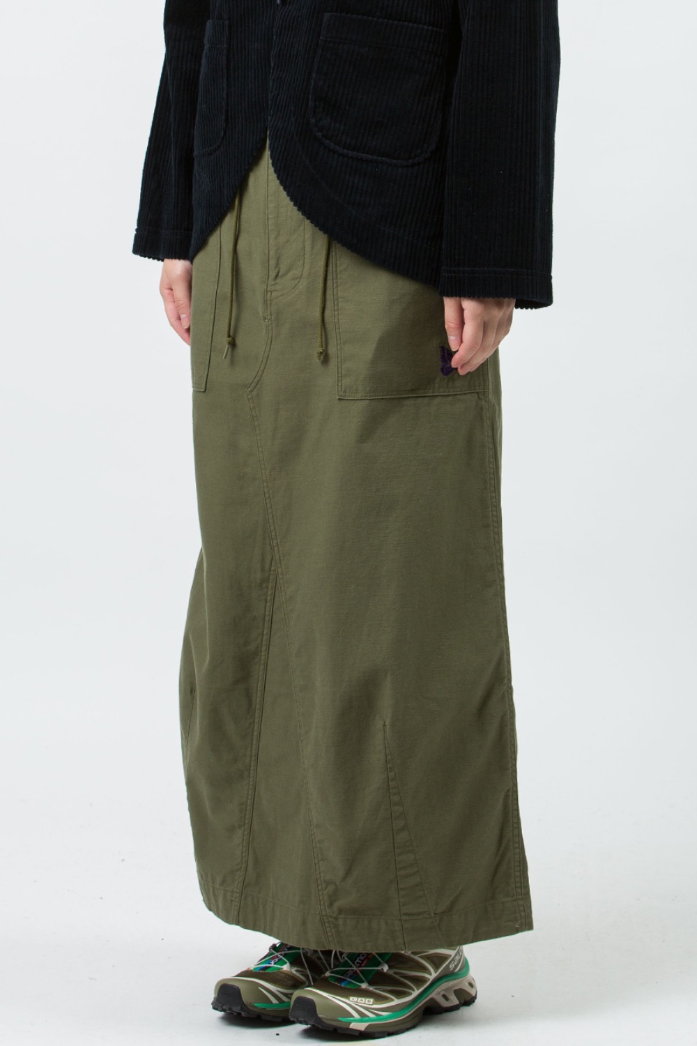 (23FW) STRING FATIGUE SKIRT - BACK SATEEN B-OLIVE