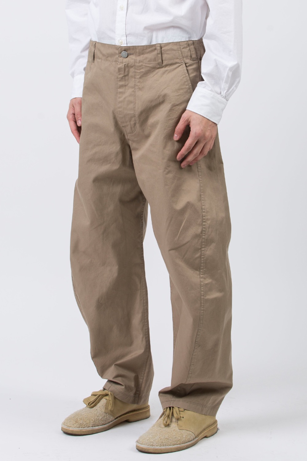 (24SS) CINCH BACK CURVED PANTS SAND