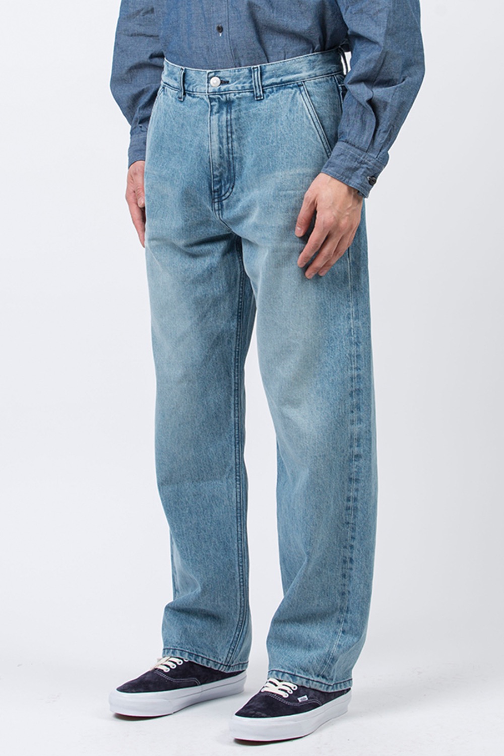 (24SS) ORGANIC COTTON RELAXED DENIM PANTS - ONE WASH (BLEACHED)