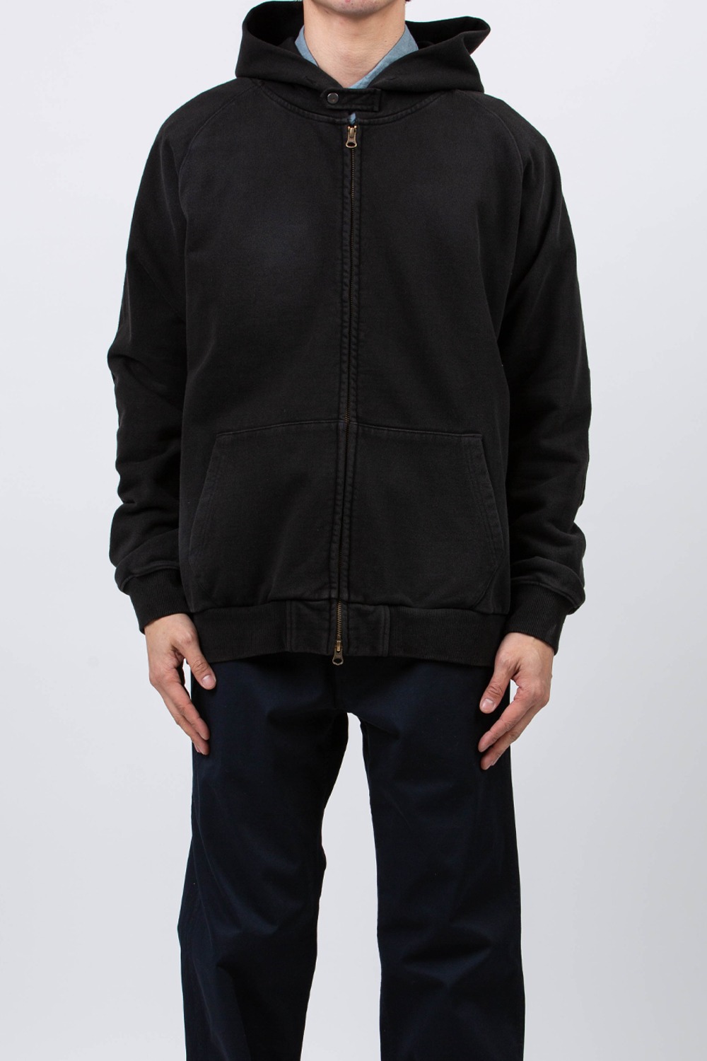 (24SS) WASHED COTTON ZIP-UP PARKA BLACK